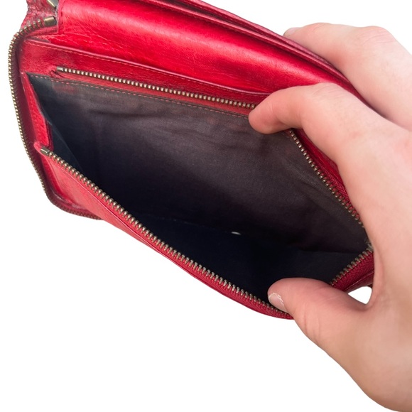 Balenciaga Long Zip Around Red Wallet Distressed Moto Style Vintage Used - Picture 15 of 16